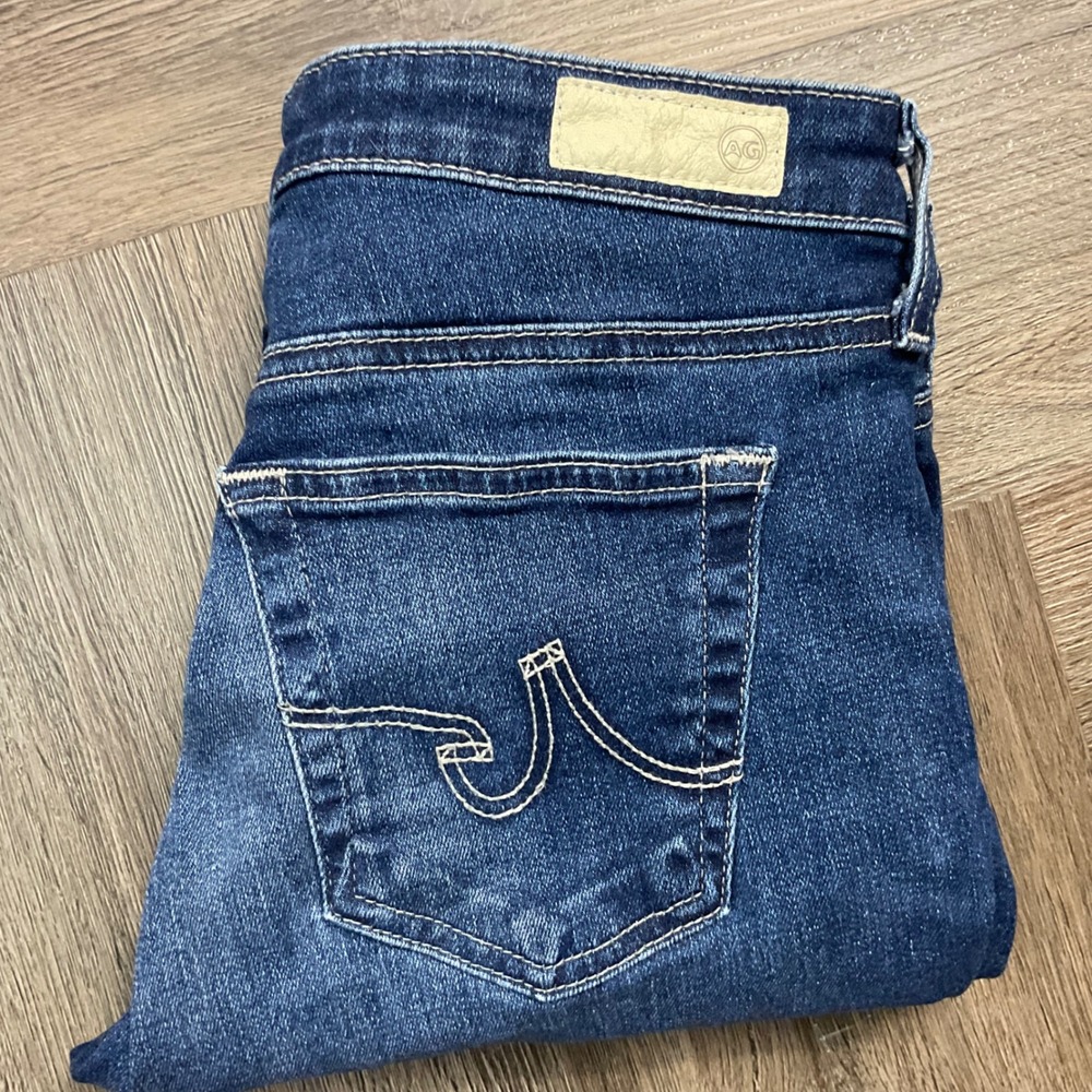 AG Adriano Goldschmied Skinny Ankle Jeans Womens 26 Blue Dark Wash Raw Hem Slit - Picture 5 of 10